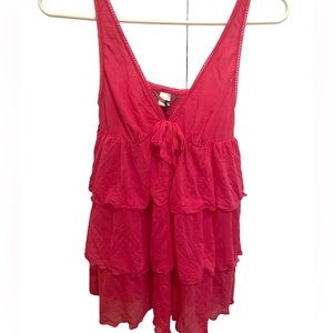 Victoria’s Secret Y2K Pink Layered Ruffle babydoll Sleep or dress Tank small